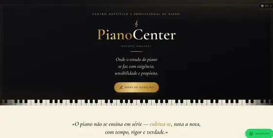 Página inicial do site do Piano Center